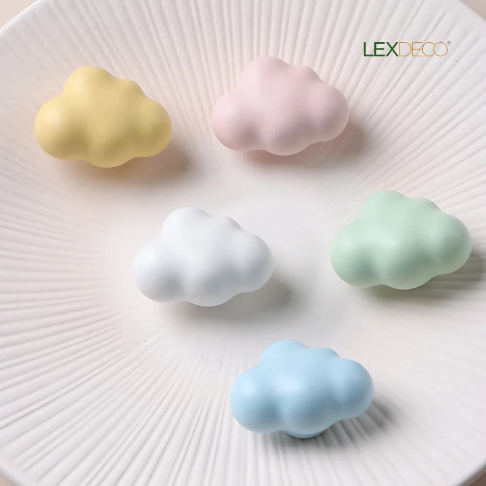 Confezione da 2 LEXDECO Maniglie per mobili a forma di luna, stella, nuvola, pomelli per armadietti, per cassetti, armadietti, decorazioni per la casa, nuvole