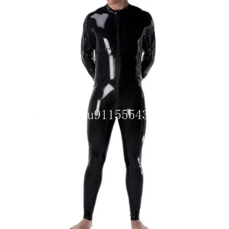 Catsuit in lattice unisex fatto a mano naturale sexy con cerniera frontale Body aderente da travestito per uomo senza guanti e calzini