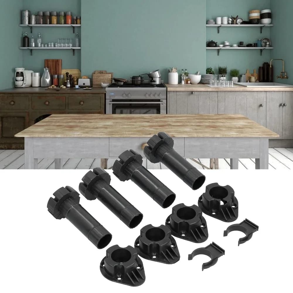 4pcs Sturdy Adjustable Cabinet Feet Durable Black Cabinet Leveling Feet Furniture Support Legs Cupboard