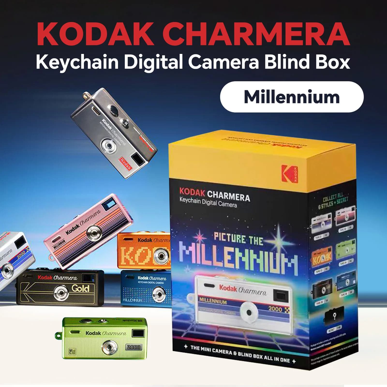 Kodak Millennium Charmera Keychain Digital Camera Blind Box Kodak 1987/2000