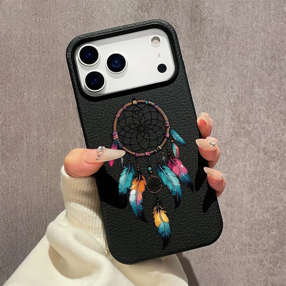 Luxury Dreamcatcher Feathers Phone Case TPU Soft Cover for iPhone 11 12 13 14 15 16 17 18 Pro Max