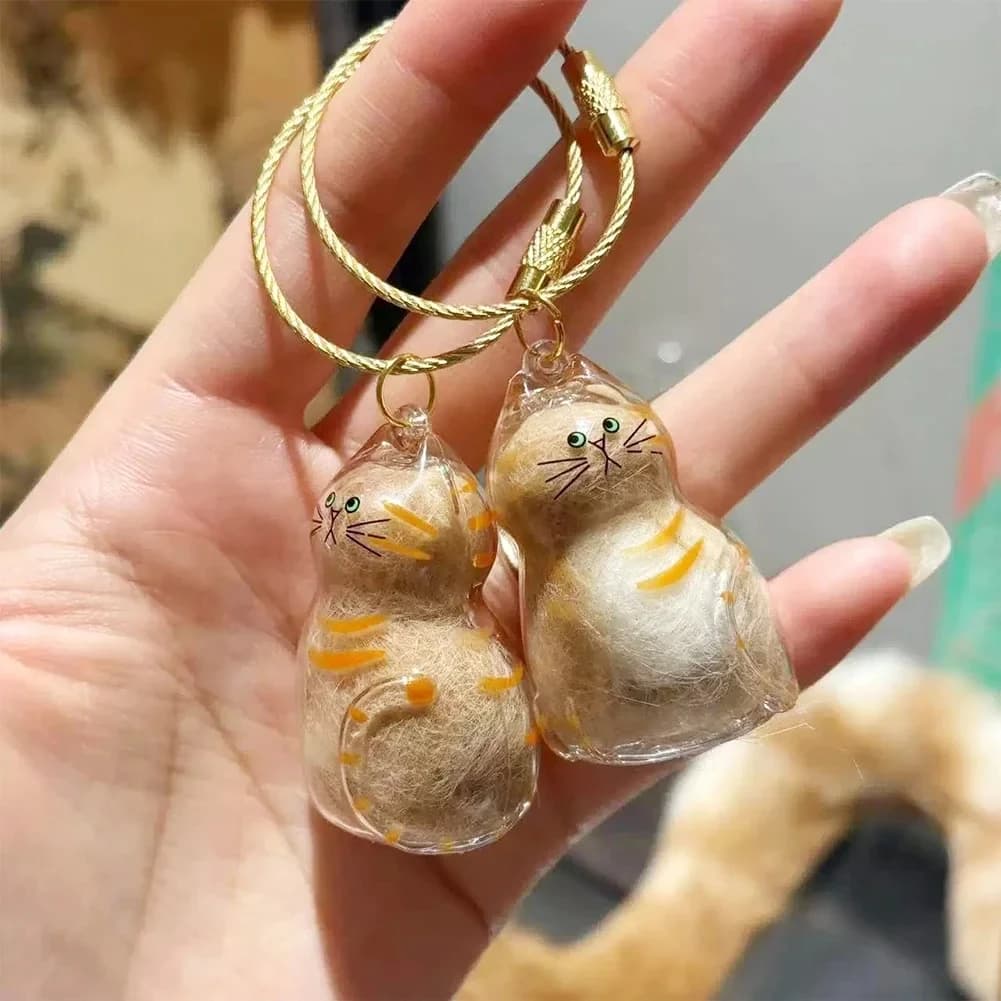 Portachiavi Contenitore per Peli di Gatto, Ricordo per Animali Domestici, Ciondolo Portatile per Peli di Animali, Ciondolo Ponte Arcobaleno