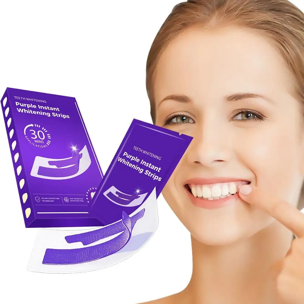 Strisce sbiancanti viola Smilekit per denti con tecnologia a doppia azione, esperienza di sbiancamento rapida e conveniente