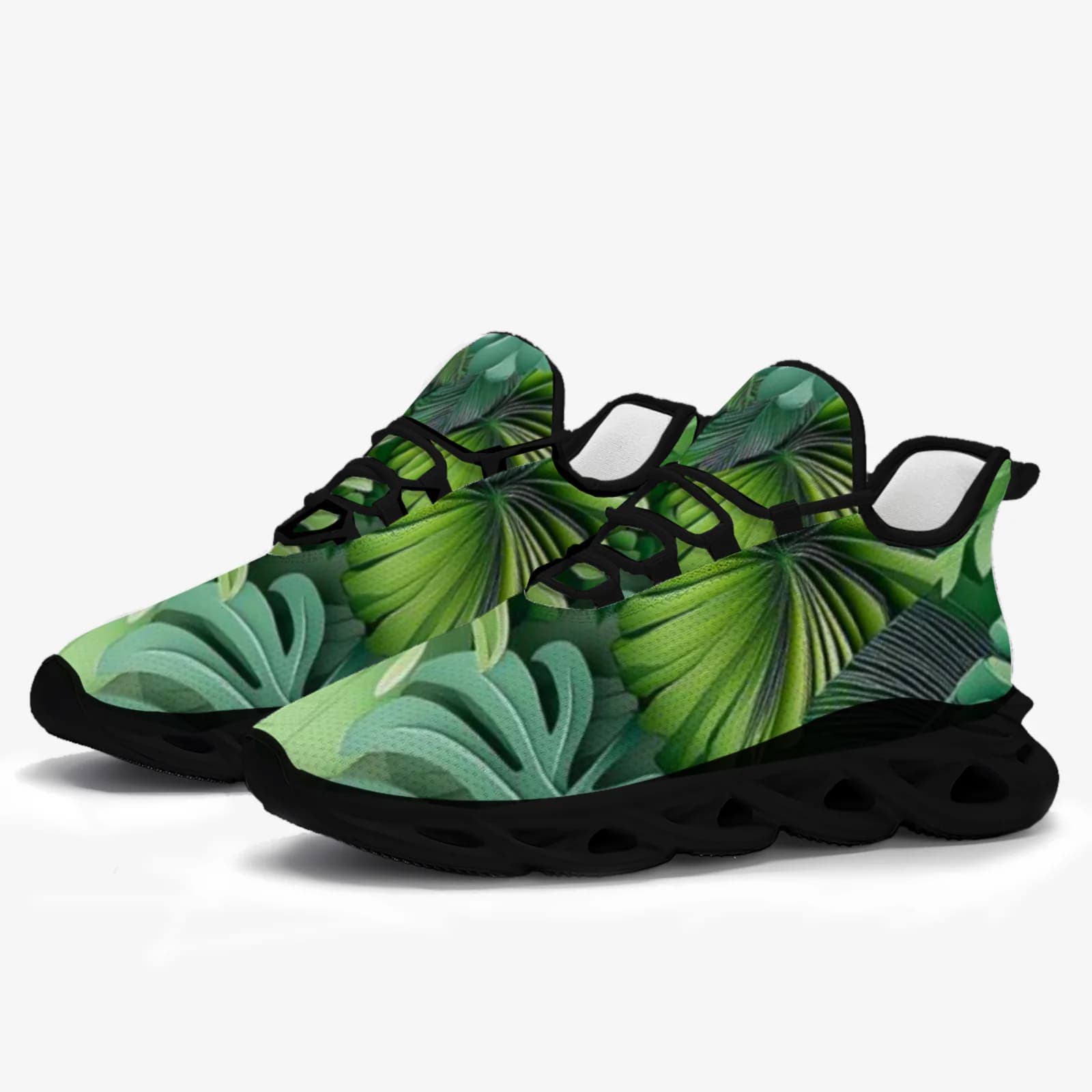 Scarpe da ginnastica casual da donna con stampa vegetale verde Scarpe da corsa leggere da passeggio per ragazze adolescenti Scarpe stringate in rete EUR36-48