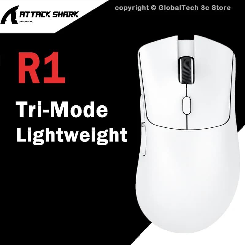Wireless Tri-Mode Attack Shark R1 PAW3311 18000 DPI 59g Light Bluetooth 2.4G Wired for PC/laptop/Mac