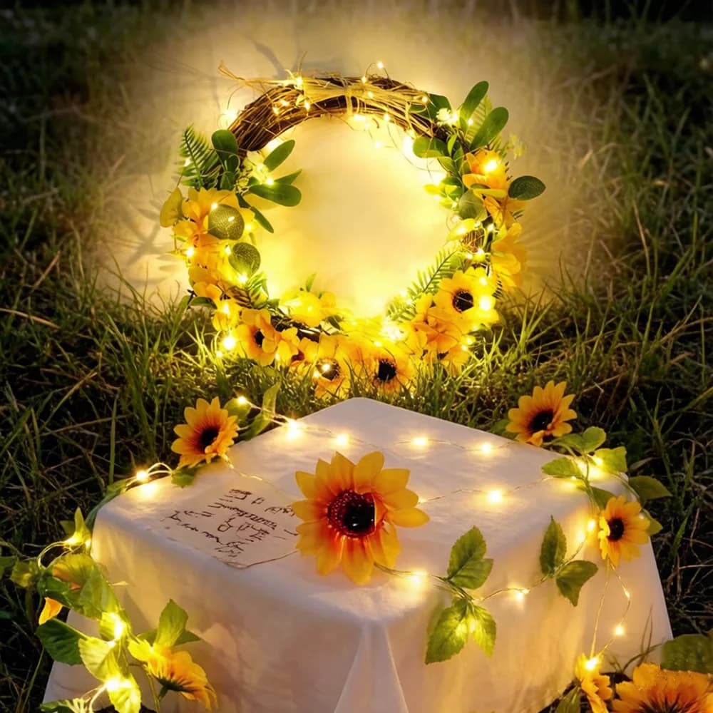 Luci a stringa LED a batteria da 2M/5M per patio, decorazione da giardino, Natale, matrimonio, ghirlanda di foglie verdi, luci fatate per casa e camera da letto