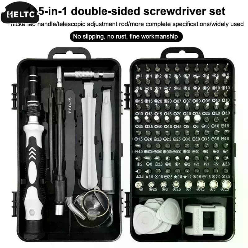 Set di mini cacciaviti di precisione 115 in 1 per la riparazione di auto, computer, PC, cellulari e dispositivi, utensili isolati per la casa e il lavoro manuale