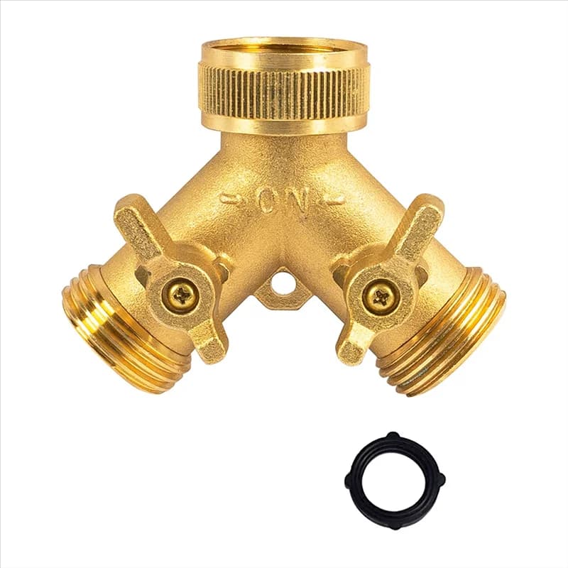 A67P-Splitter for brass garden pipe (2-way), Y splitter for solid brass tube 2 valves