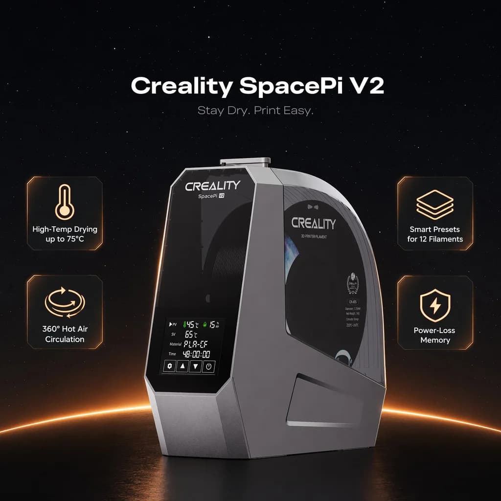 CREALITY 2026 New Space Pi V2 Filament Dryer 3D Printer Filament Drying Storage Box with 360° Heating Support Nylon ABS PETG PLA