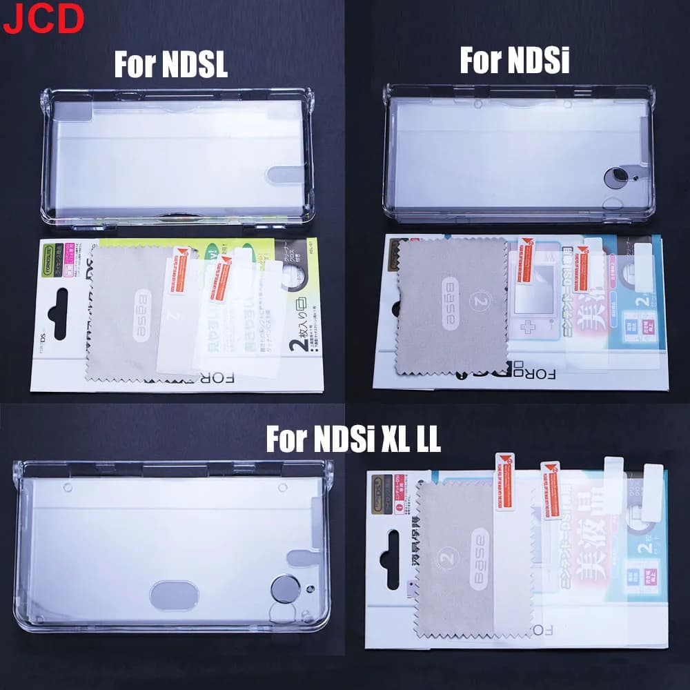 JCD Custodia in plastica trasparente con guscio in cristallo per DSL NDS Lite NDSL per console DSi NDSi XL LL con pellicola protettiva per schermo
