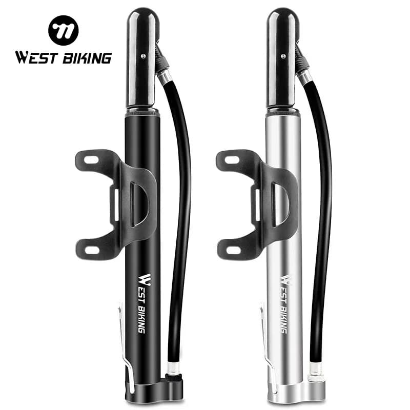 WEST BIKING Portable Bike Pump 120PSI High Pressure Aluminum Alloy Hand Pump For Presta Schrader Valve Bicycle Basketball Ball