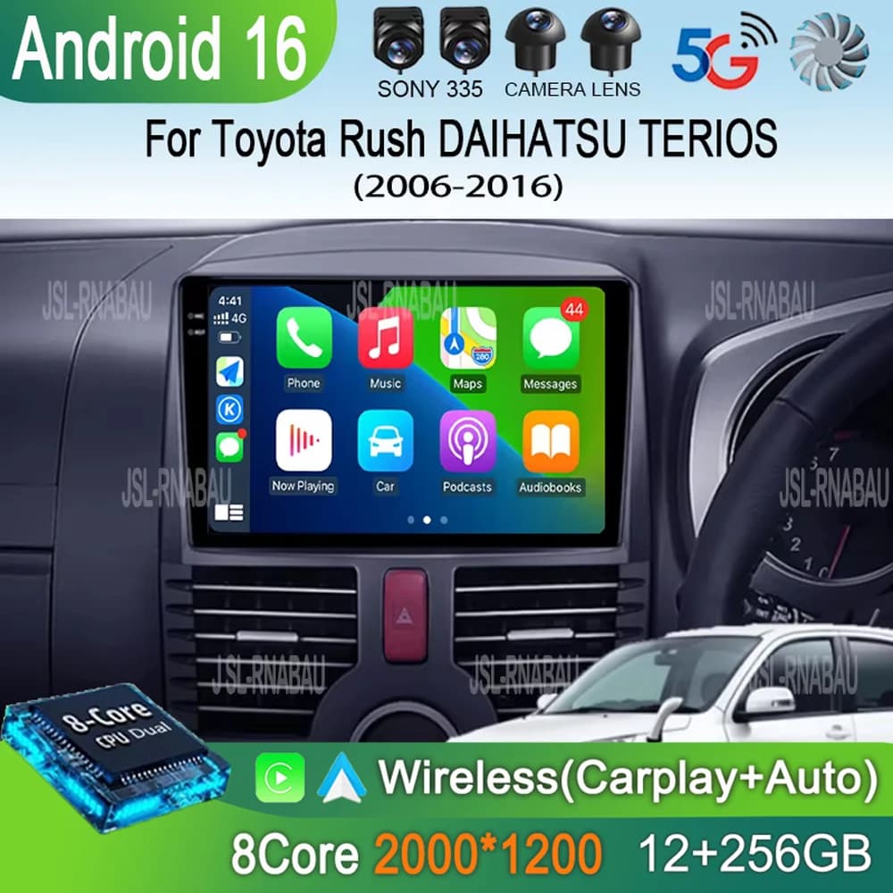 Autoradio Android 16 per Toyota Rush DAIHATSU TERIOS, lettore multimediale GPS per auto, navigatore con touchscreen, stereo, radio, non 2 DIN