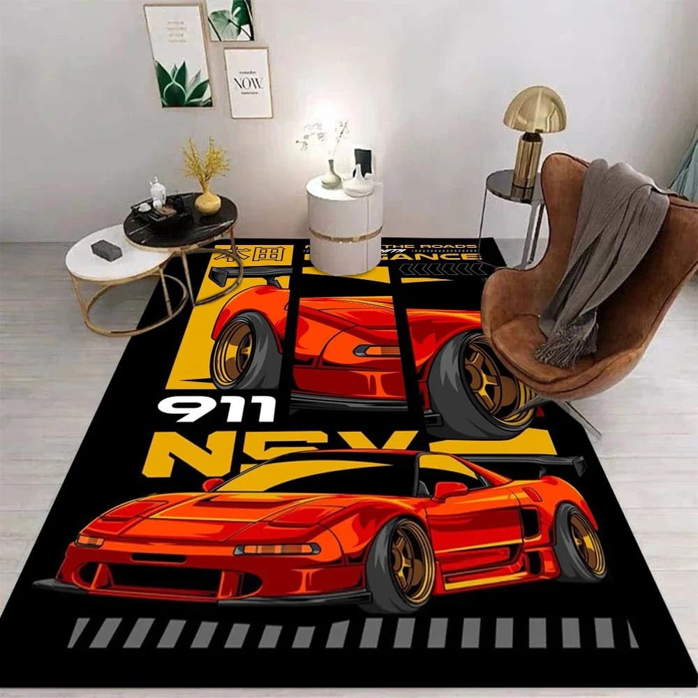 JDMs GTR Flag Car Pattern Tappeto Decorazione Camera Home Outdoor Decor Tappeto da corsa Tappetino stile gioco lavabile antiscivolo