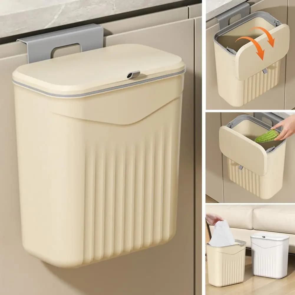 Cestino per compost a parete con coperchio Cestello per rifiuti da cucina compatto per piano di lavoro o sotto il lavello, design a prova di odore