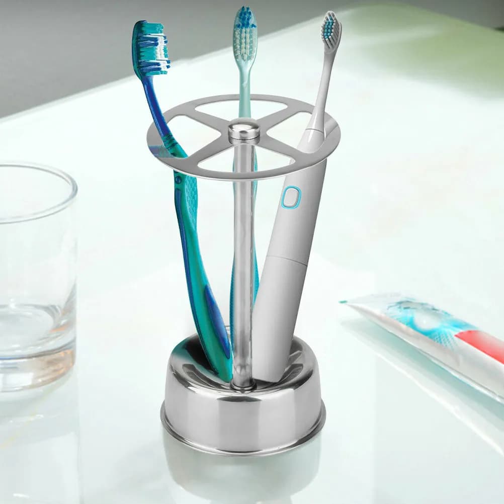 Portaspazzolini Multifunzionale da Scrivania in Acciaio Inox, Organizzatore per Penne, Portaoggetti da Bagno, Supporto per Penne da Scrivania