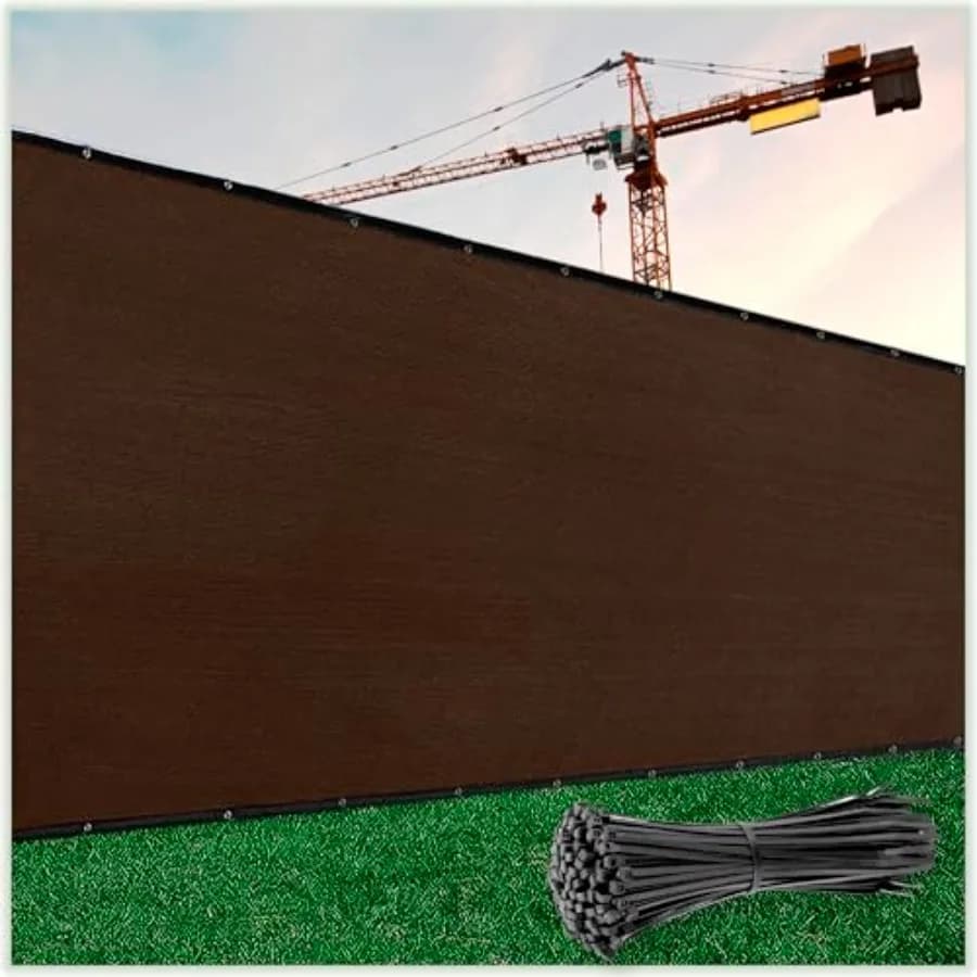 Schermo per Recinzione Marrone 8' x 25' - Grado Commerciale 170 GSM - Resistente - 3 Anni di Garanzia - Fascette per Cavi Incluse