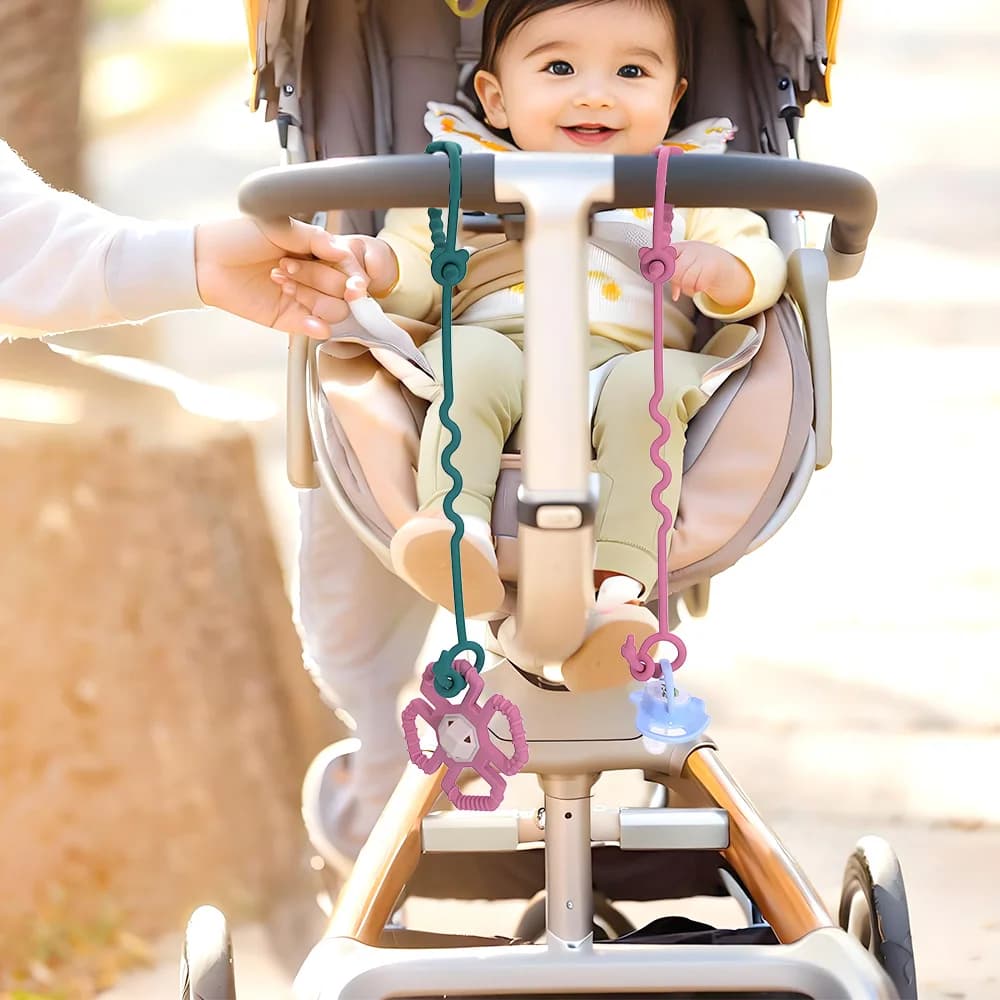 Pacifier silicone anti-drop chain baby teethers teething stick bite anti-loss rope clip toy fixer
