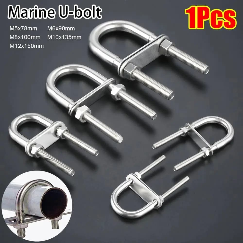 Accessori per yacht con bullone a U marino Hardware per barche in acciaio inossidabile 304 Cuscinetti per viti con bullone a U Vite con dado Arco Stern Eye Rope Rigging