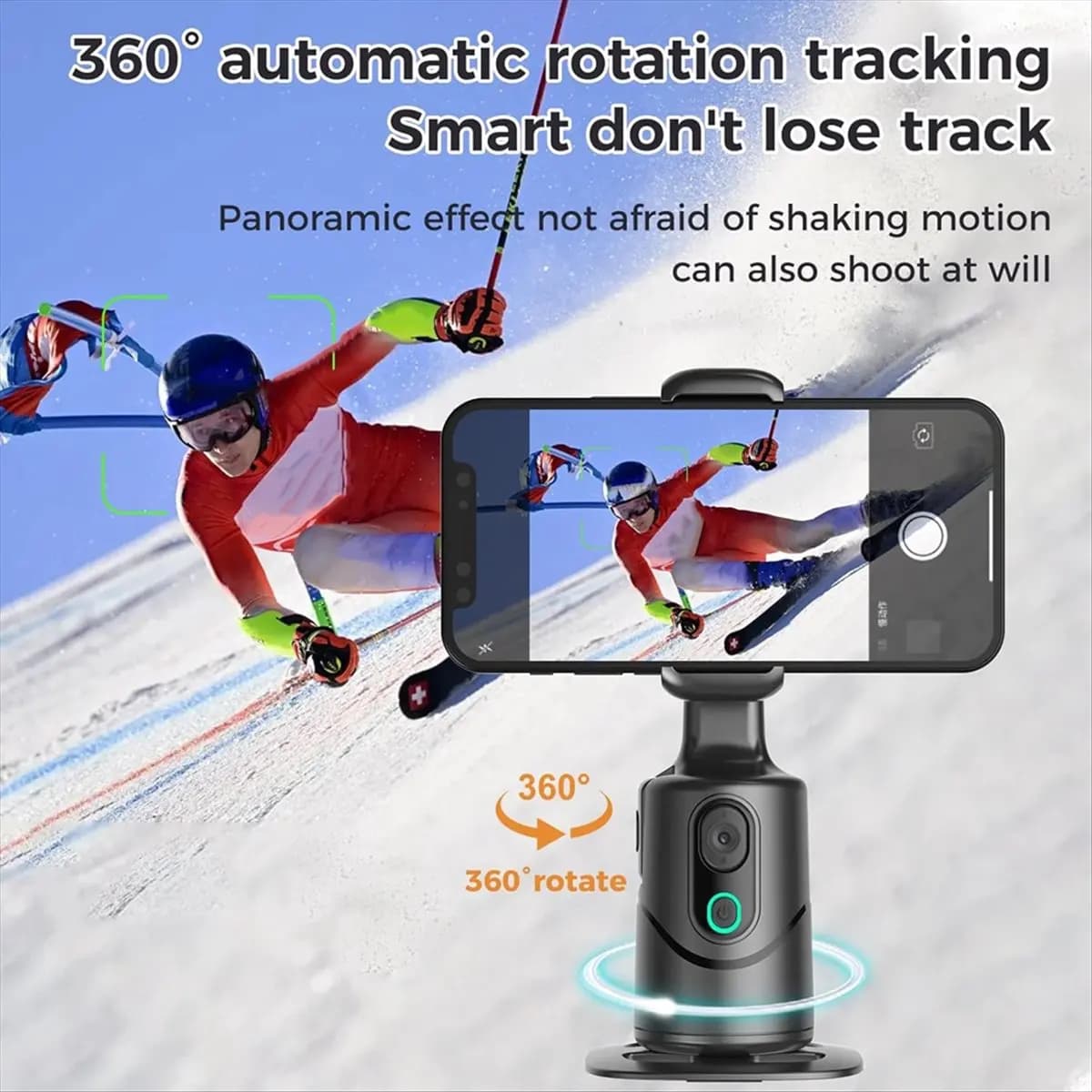 A14M Auto Face Tracking Phone Camera Gimbal ,No App Required,360° Rotation Phone Camera Stand with Remote and Gesture Control