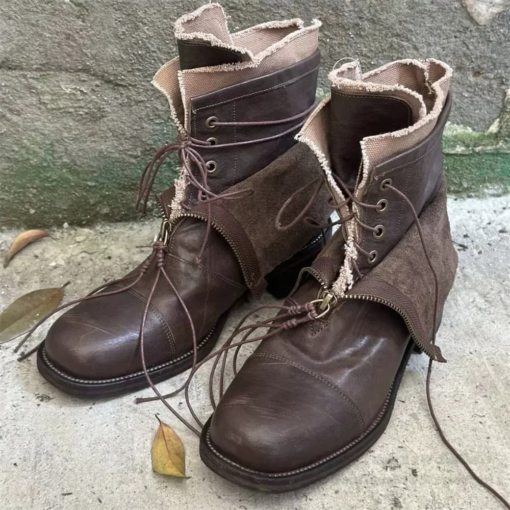 Trendy Thick Soled High-End Boots for Men Wandering Style High Top Increased Height Short Boot Outdoor Motorcycle Boots