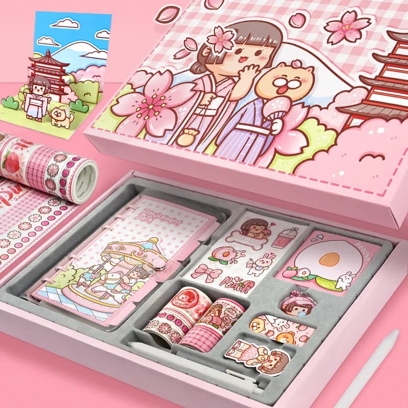 Kawaii Colorful Stickers Hand Ledger Handbook Gift Set Decorative Stationery Scrapbooking DIY Diary Notebook Cute Sticky Label
