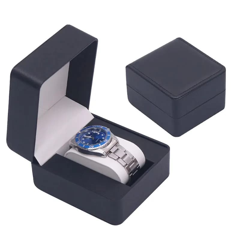 Single Watch Gift Box with Pillow PU Leather Wristwatch Display Case Organizer for Men Gift box