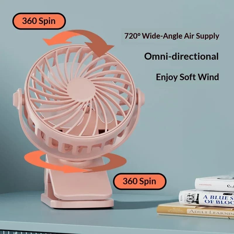 USB Charged Clip Fan Mini Cooling Device 720 Flexible Rotatable Head Built LED Night Lamp Dorm Bed Outdoor Hiking Office Desk