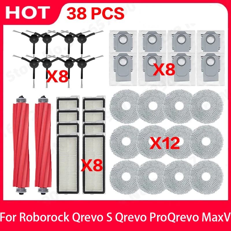 Roborock Qrevo S Qrevo Pro Qrevo MaxV Robot Vacuum Parts Main Roller Side Brush Hepa Filter Mop Pad Cloth Dust Bag Accessories