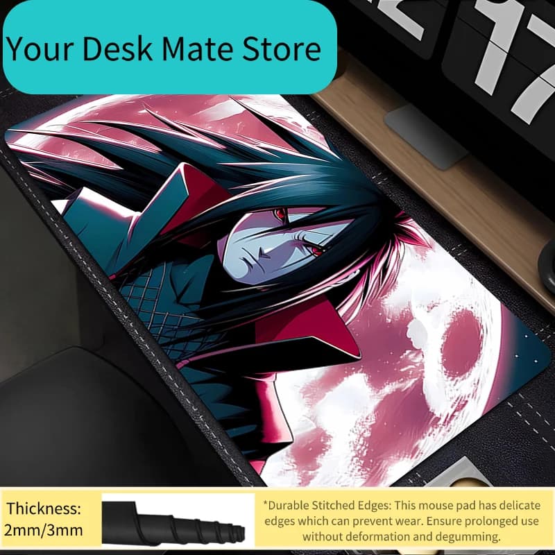 Tappetino per mouse Naruto Madara Uchiha Gamer Tappetino da scrivania per PC Computer Anime Mousepad Tappetino per tastiera Accessori da gioco per laptop Mausepad