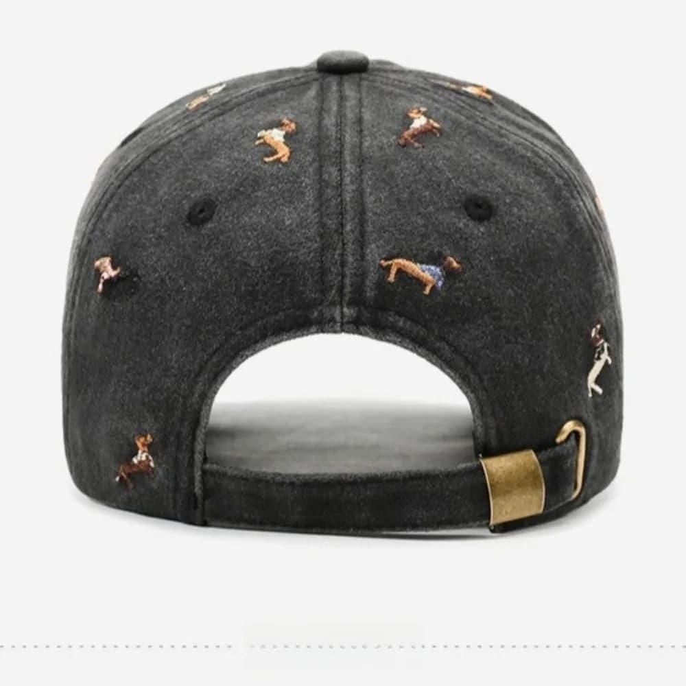 Washable Punk Embroidery Puppy Cap Soft Washed Distressed Baseball Cap UV Protection Cotton Vintage Baseball Cap Casual Wear