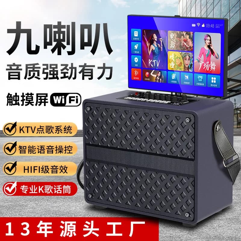 Altoparlante Karaoke per Casa e Esterni con Schermo Display, Altoparlante Bluetooth Portatile con Touch Screen e Trolley, Macchina per Karaoke