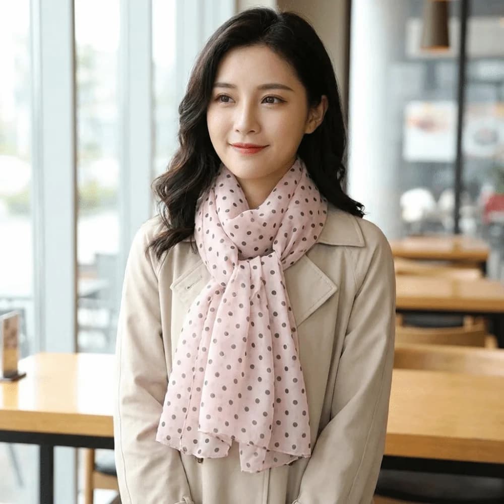 Transparent Polka Dots Printed Scarf Thin Chiffon Lightweight Sun Protection Shawl Boho Breathable Long Beach Silk Scarf Daily