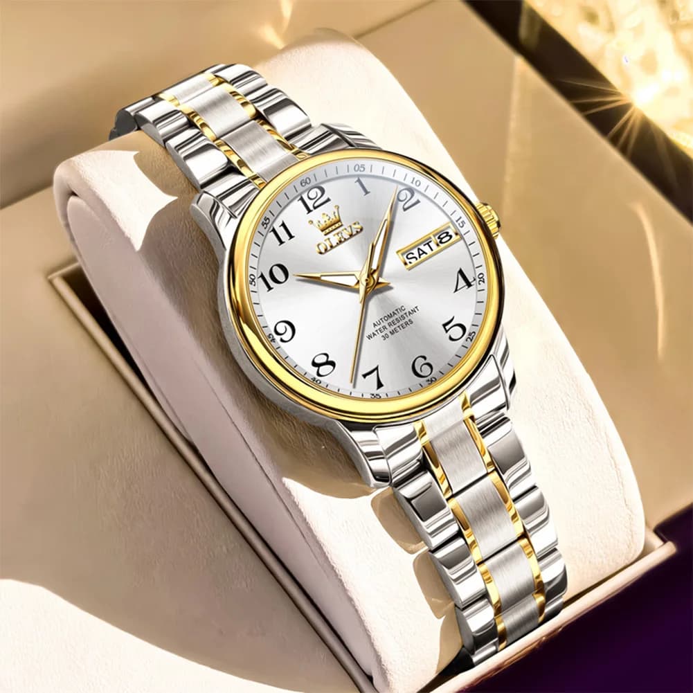 OLEVS Women's Luxury Watch Automatic mechanical female watch Stainless steel women's watch with waterproof light date