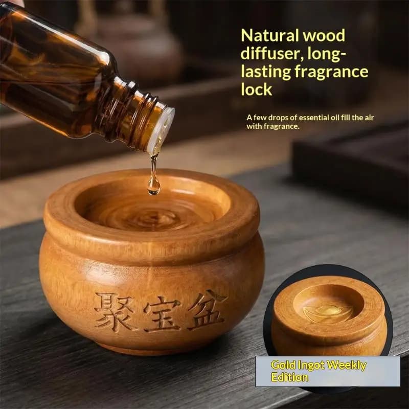 Natural Wood Essential Oil Diffuser Bowl Fortune Pattern Long Lasting Scent Perfect Gift for Aromatherapy Lovers