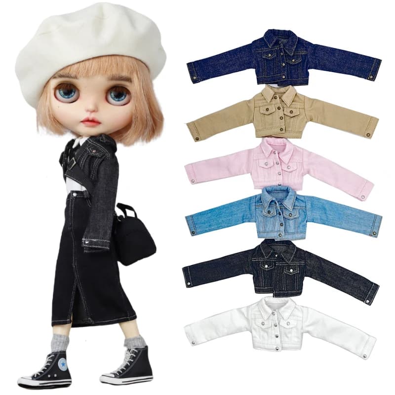 Per vestiti per bambole Blythe Cappotto di jeans per Ob24 Ob22 Azone Dolls Outfit Pantaloni Giacca di jeans