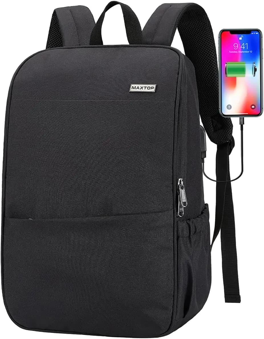 Zaino per laptop resistente all'acqua con porta di ricarica USB, adatto a computer da 15 pollici, borsa per libri per studenti universitari