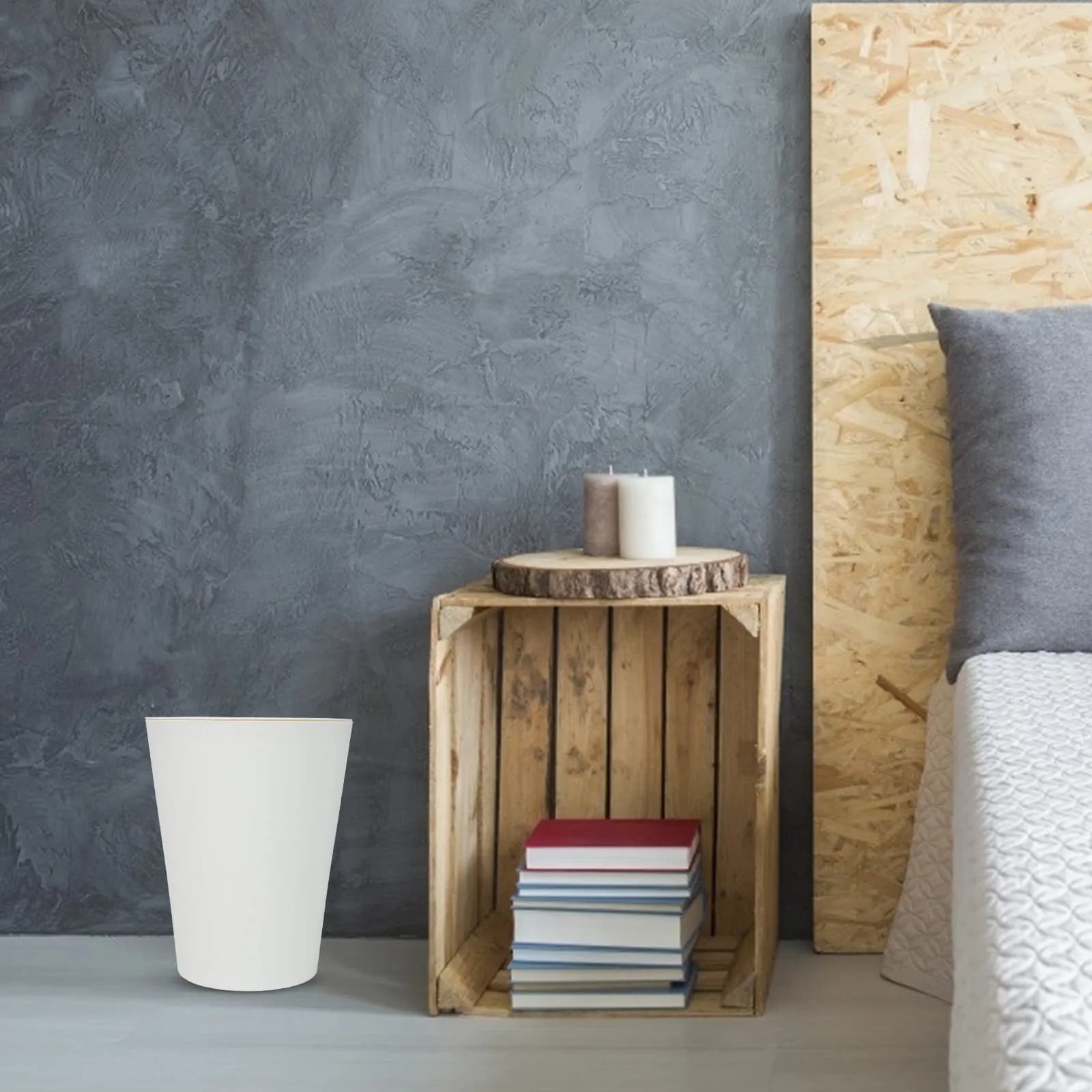 Cestino per Rifiuti Rotondo Premium, Contenitore per Spazzatura Domestica, Design Semplice e Moderno, Facile da Pulire, Ecologico