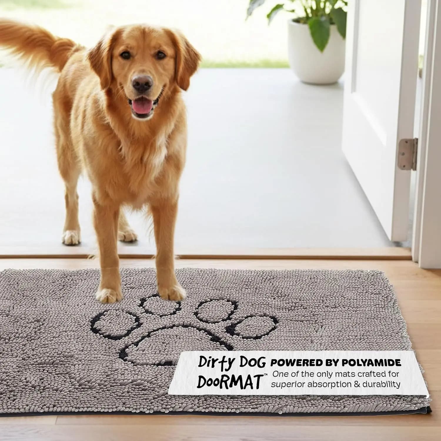 Tappetino Assorbente per Cani ad Asciugatura Rapida con Base Antiscivolo, Lavabile in Lavatrice per Zampe Fangose - Grigio