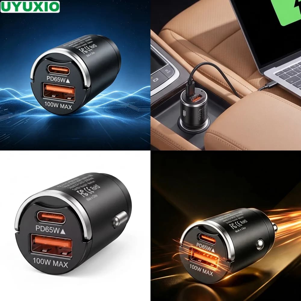 165W Vehicle Fast Car Charger Durable Zinc Alloy Mini Body PD 65W Type C and 100W USB A Power for Mobile Devices and Laptops