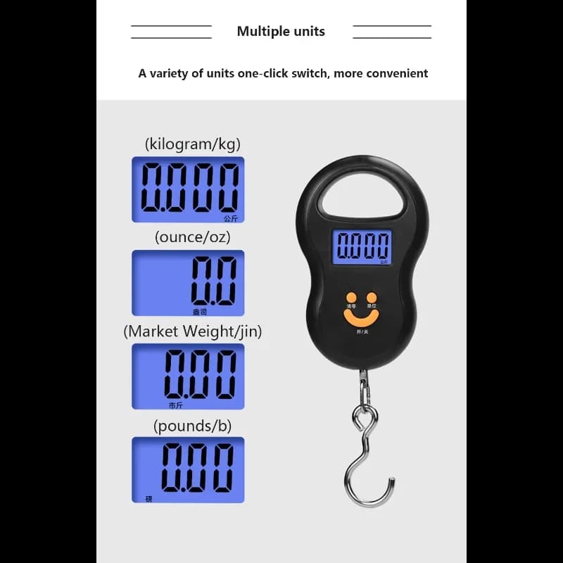 50 kg suspended electronic balance Digital kitchen balance LCD Retro lighting Fishing weight Pocket balance Travel luggage balance