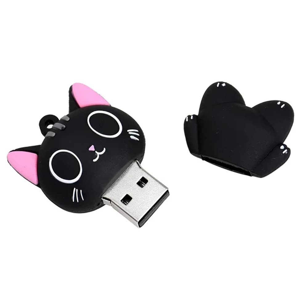 Chiavetta USB 64 GB Pen Drive 128 GB Simpatico gattino nero Memory Stick 2.0 Cucciolo di cartone animato Pen Drive 32 GB Chiavetta USB 64 GB Regalo per ragazze