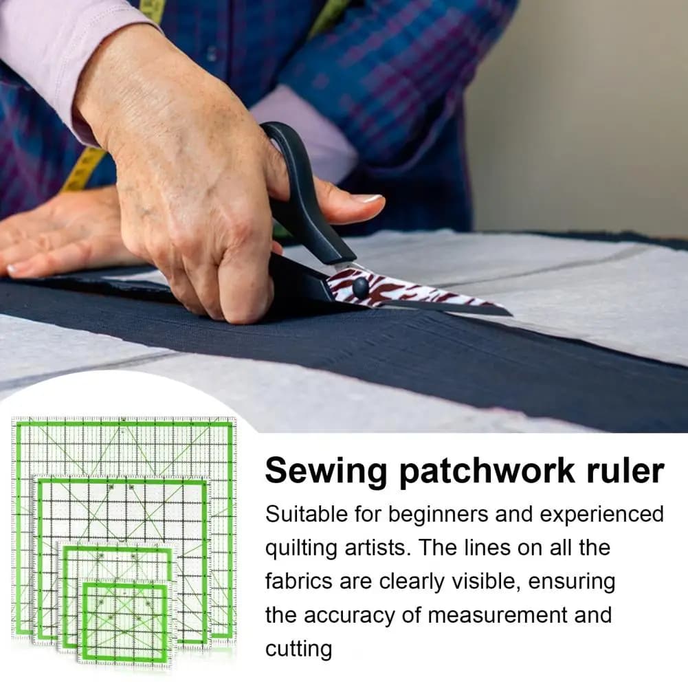 4Pcs Acrylic Quilting Ruler 4.5/6/9.5/12.5-Inch Square Fabric Cutting Ruler with Clear Mark DIY Sewing Craft Projects Template