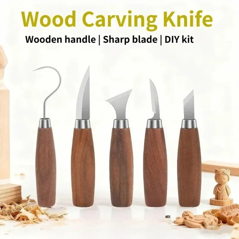 Set of 5 Wood carving tools, Manual knife set for joinery, Professional wood carving knife ♪
