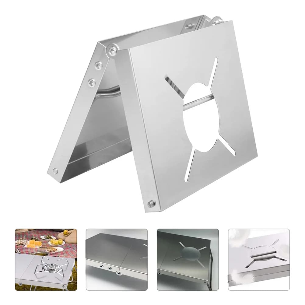 Supporto per bruciatore pieghevole in acciaio inossidabile argento resistente, 1 pezzo, per campeggio e viaggi, supporto pieghevole per fornelli da campo