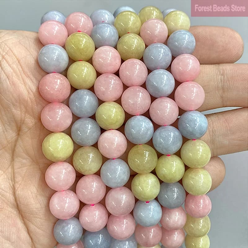 Perline rotonde di calcedonio rosa naturale Morgan 6/8/10/12mm accessori per orecchini con bracciale fai da te 15 "filo per forniture per la creazione di gioielli