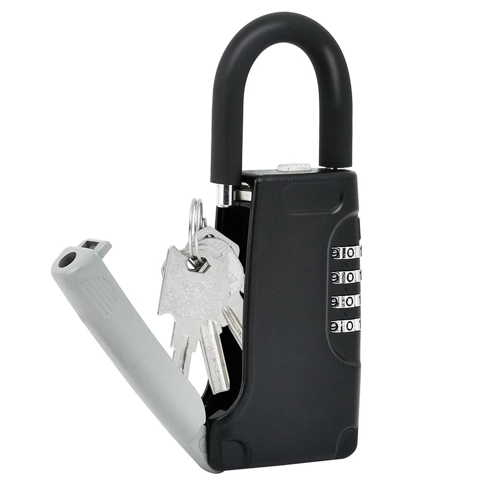 Lock Safe box for keys Small combination Home-Esterno Black weatherproof Keys with 4 digit code Secure storage for real estate contact
