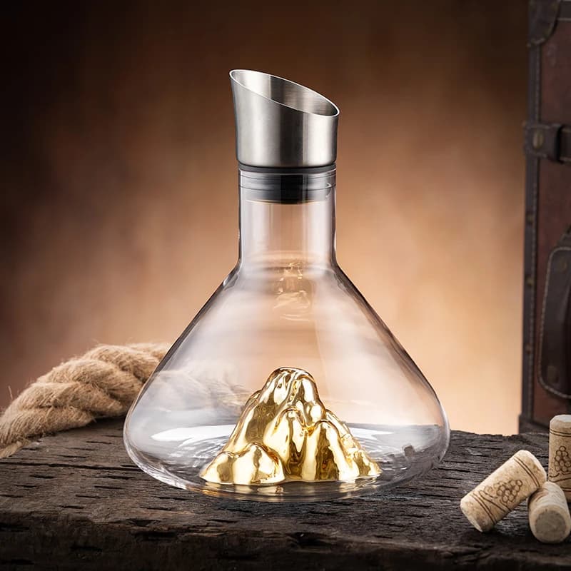 Jinshan set decanter per vino rosso tipo cascata per uso domestico, luce veloce, lusso, cristallo di fascia alta, bicchiere da vino rosso, ornamento sottobrocca