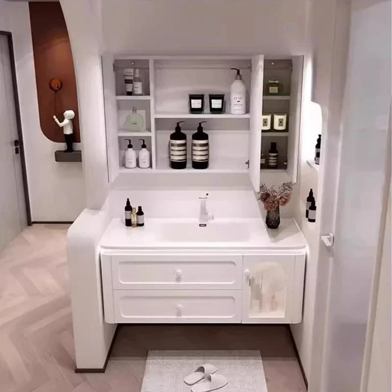 Lavello ausiliario Armadi da bagno Scaffale portaoggetti Asciugamano da cucina Pavimento Armadietto di lusso Colonna Salvaspazio Tuya Mobili per la casa intelligente