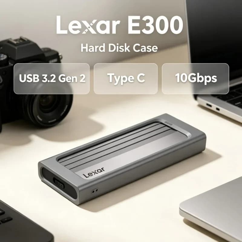 Lexar E300 Mobile External Hard Disk Case USB 3.2 Gen 2 Type C M.2 SSD Enclosure for 2230/2242/2260/2280 NVMe SSD