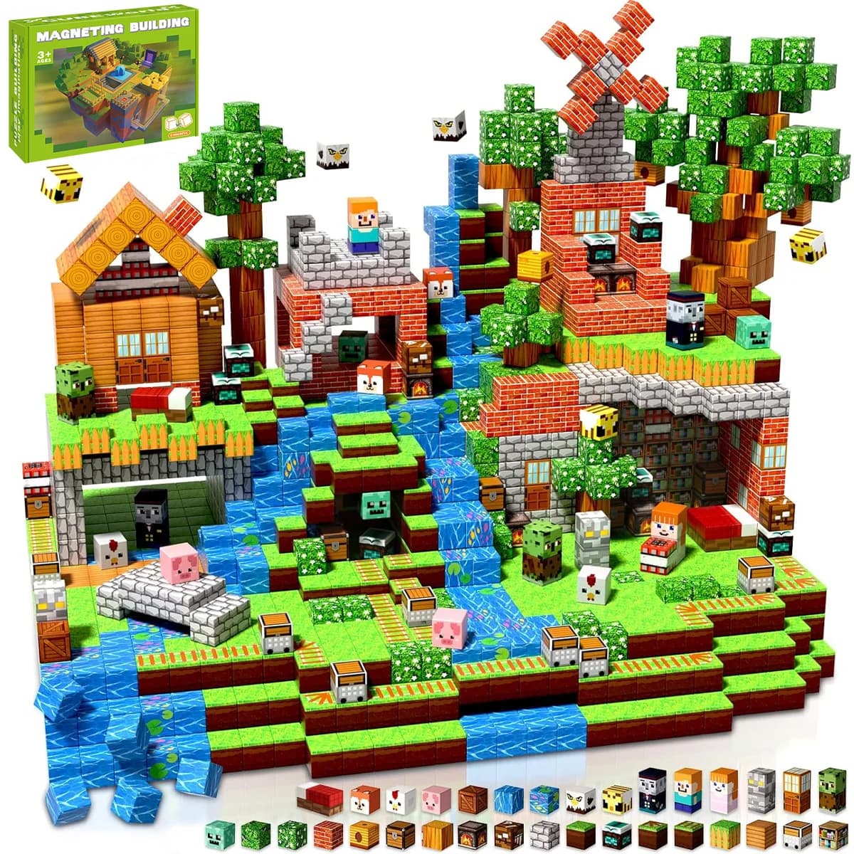 Mattoncini Magnetici da Costruzione Giocattolo, Set Architettonico STEM per Impilare, Modellino Fai-da-Te Educativo, Regalo per Bambini e Bambine